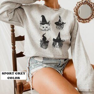 Halloween Cat Halloween Sweatshirt Halloween Crewneck Black Cat Sweater 99
